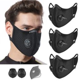 Adjustable Cycling Face Sport Training Mask With Breathing Valve PM2.5 Anti-pollution Running Mask Activated Carbon Filter Washable Mask